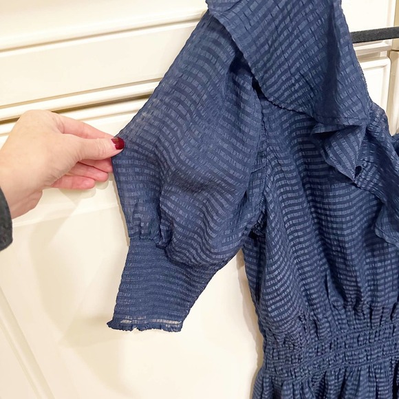 Revolve Tularosa Augustine Dress Women’s Navy Ruffle Puff Sleeve Mini Cocktail - Picture 7 of 10